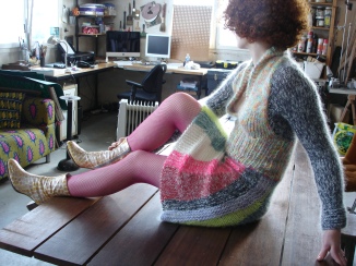 robe douillette laine tricotée main