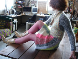 robe douillette laine tricotée main