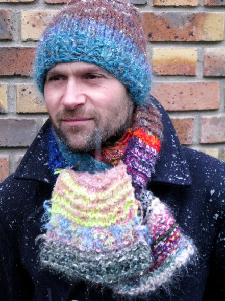 Bonnet et écharpe laine tricotée main
