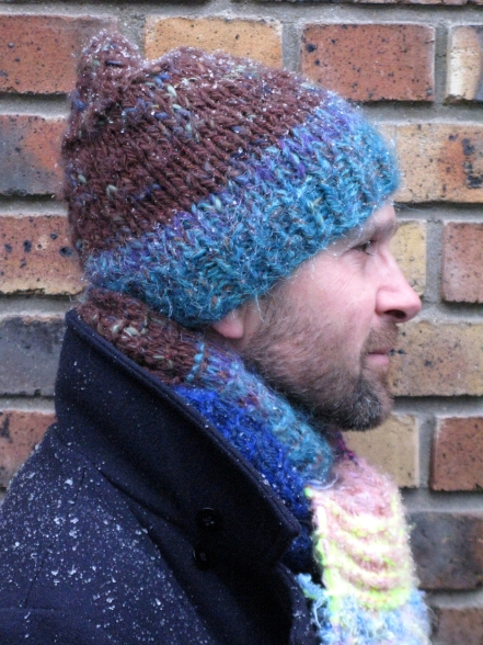 bonnet et écharpe laine tricotée main