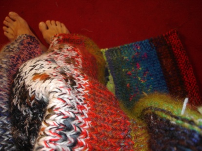 couverture laine tricotée main